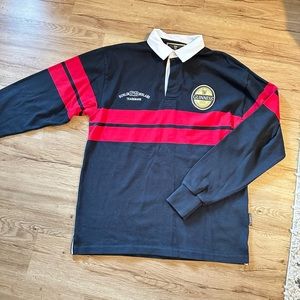 Black and Red Long-sleeve Guinness Polo. Size Large